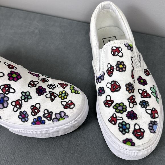 Vans Off The Wall Old Skool Canvas Slip on Shoes 721356 White Sneaker US M6/W7.5 - Picture 3 of 9